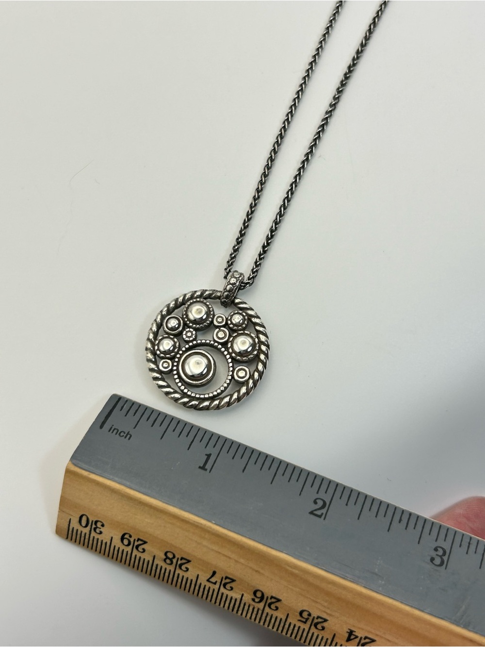 Brighton Halo Necklace Silver Plated 18" Blue Purple Crystals Round Pendant - Picture 9 of 10